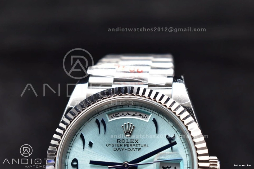 Dial Steel on SS Bracelet V President Arabic GMF 904L Markers A3255 Iced DayDate 40 Blue Cozy 710 0712